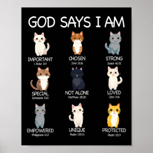 Söt Gud säger att jag är kattälskare rolig kristen Poster