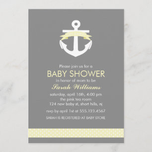 Söt gul ankar nautisk tema baby shower inbjudningar