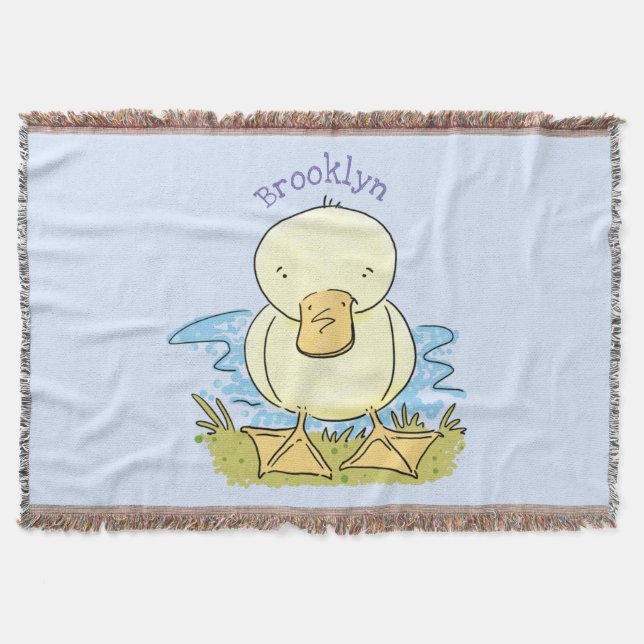 Söt gul bebis anka tecknad illustration filt (Framsidan)