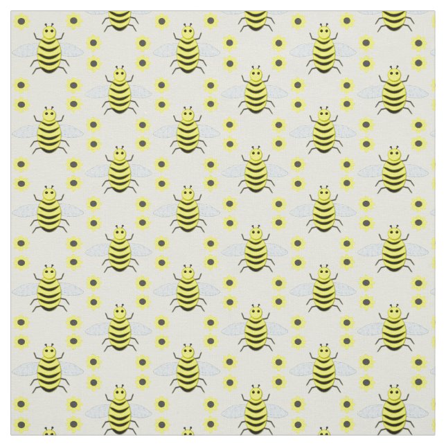Söt Gul Bebisbi Könsneutral Tyg (Provkarta)