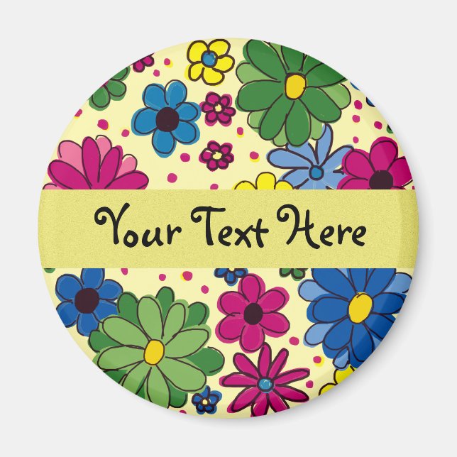 Söt gul blomster magnet (Framsidan)