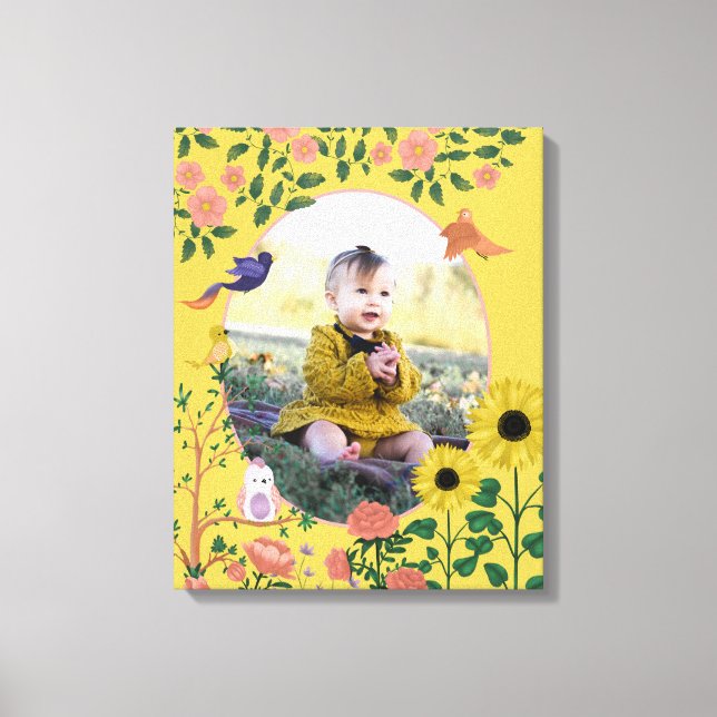Söt gul blomsterfotografering för nyfödda canvastryck (Framsida)