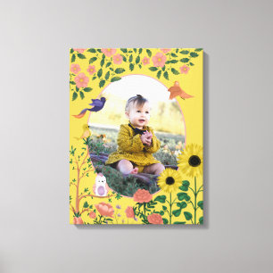 Söt gul blomsterfotografering för nyfödda canvastryck