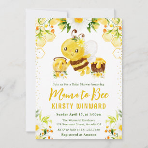 Söt gul blomsterhonungsbi baby shower inbjudningar
