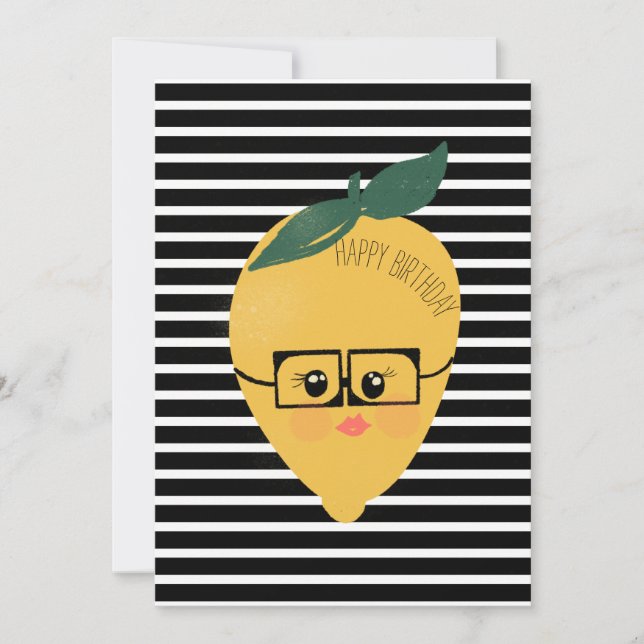 Söt gul citrongräns humoristisk illustration kort (Framsida)