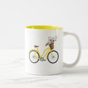 Söt gul cykelmugg Två-Tonad mugg