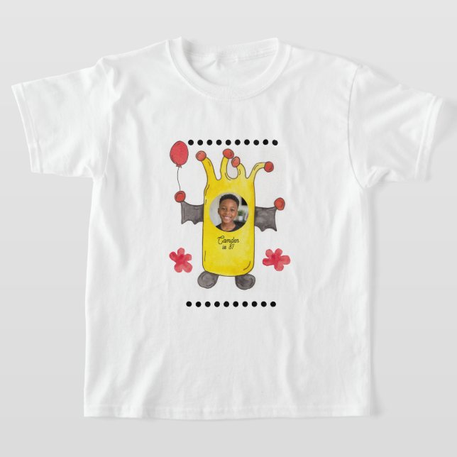 Söt gul fladdermus monster barn födelsedag t-shirt (Laydown)