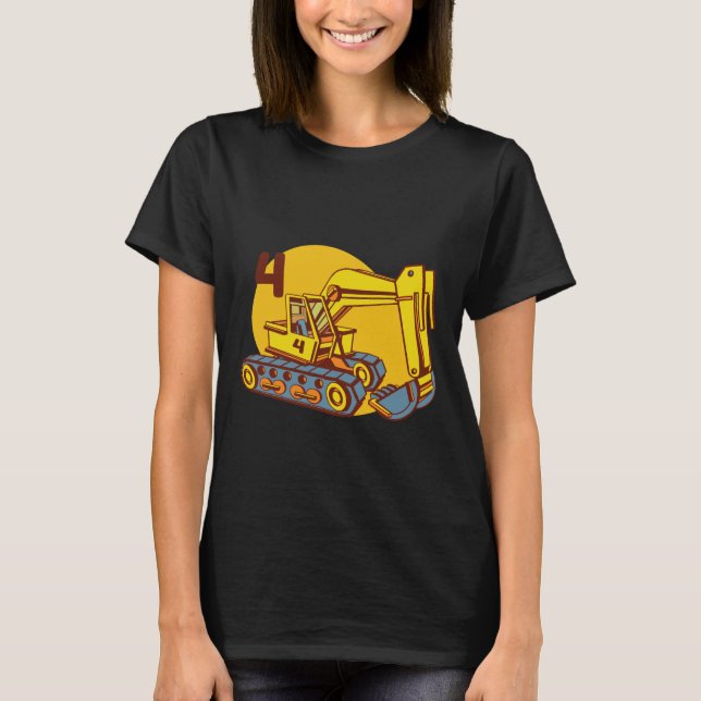 Söt gul grävmaskin t shirt (Framsida)