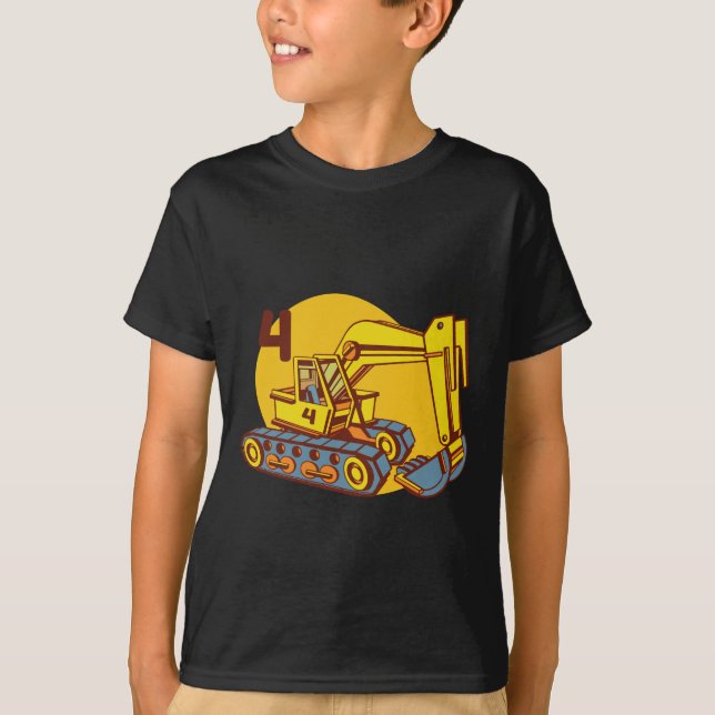 Söt gul grävmaskin t shirt (Framsida)
