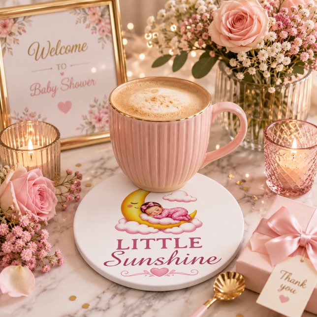 Söt gul halvmåne baby shower underlägg papper rund (Skapare uppladdad)