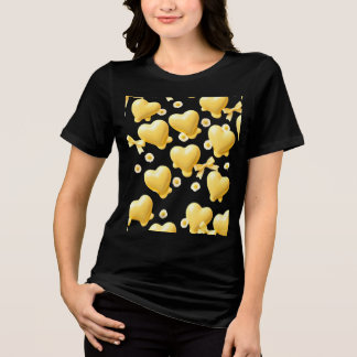 Söt gul hjärtan svart skjorta - Söta kärleksmönste T Shirt