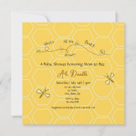 Söt gul honung "Mamma till bi" Bebis-babyshower Inbjudningar