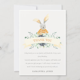 Söt gul kanin bladverk födelsedag för alla åldrar tack kort