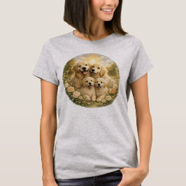 Söt gul krem Retriever-familj T Shirt