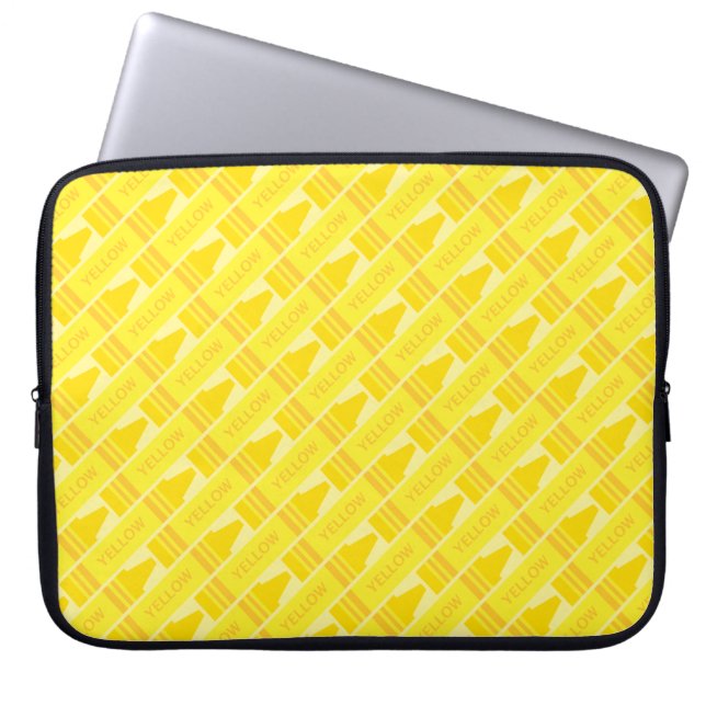 Söt gul krita konstnärligt mönster laptop fodral (Framsidan)