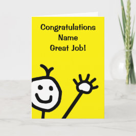 Söt gul liten leende ansikte gratulationer kort