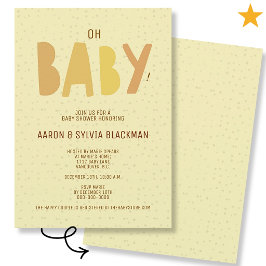 Söt gul minimal könsneutral Oh Baby Shower Inbjudningar