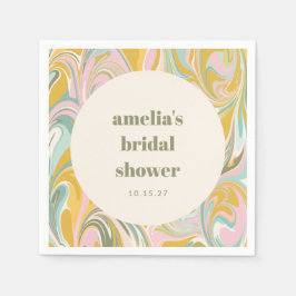 Söt gul pastellfärgad abstrakt anpassad bröllosdus pappersservett