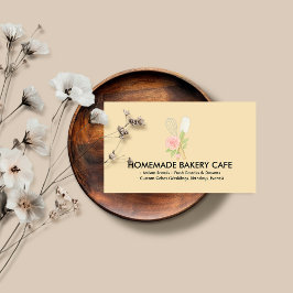 Söt gul rodnad blomkaka bageri catering visitkort