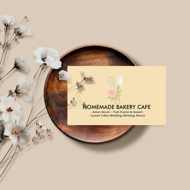 Söt gul rodnad blomkaka bageri catering visitkort (Skapare uppladdad)