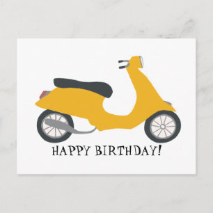 Söt gul scooter GLAD FÖDELSEDAG SPECIAL Vykort