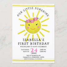 Söt gul solsken 1-års födelsedagsfest