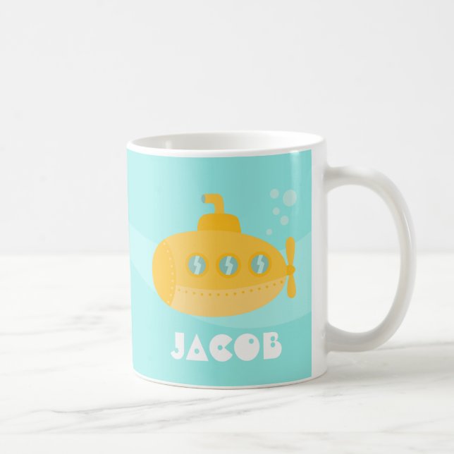 Söt Gul Ubåt, Under Vatten, För Barn Kaffemugg (Höger)