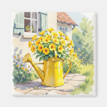 Söt Gula blommor i Watering Can