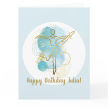 Söt Guld Ballerina Watercolor Birday Card