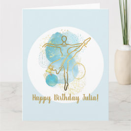 Söt Guld Ballerina Watercolor Birday Card Kort