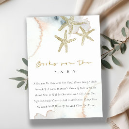 Söt guld blå sjöstjärna display dusch baby shower tilläggskort