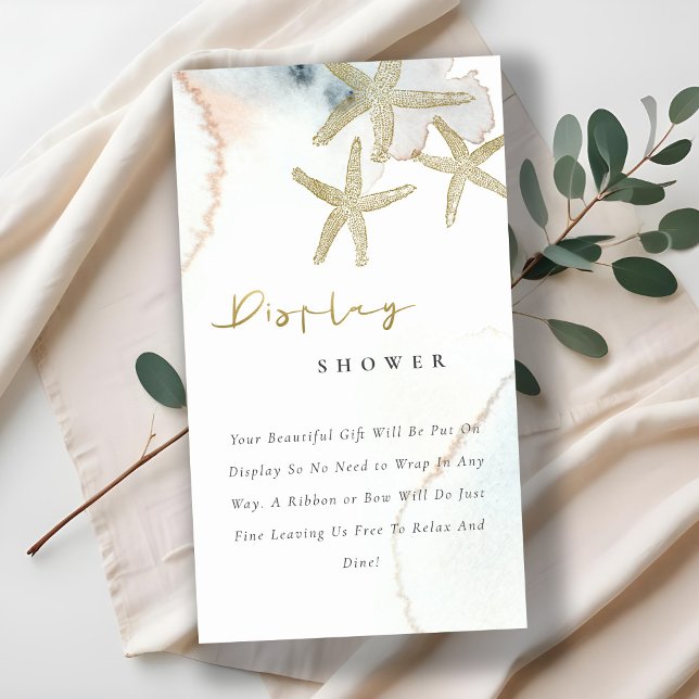 Söt guld blå sjöstjärna display dusch baby shower tilläggskort (Skapare uppladdad)