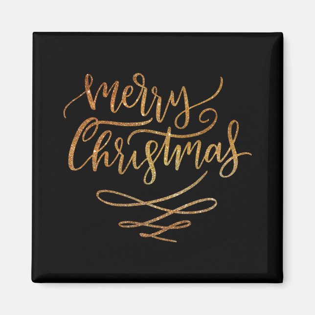 Söt Guld Borste Skrift God Jul T Tröja  Magnet (Framsidan)