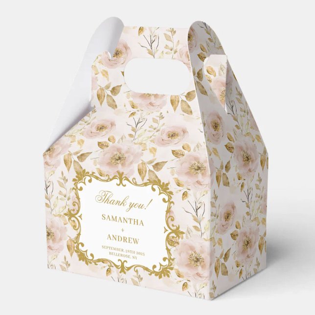 Söt  Guld-bröllopsförmånslåda med Elegant Presentaskar (Pretty Blush Gold Wedding Favor Box with Elegant)