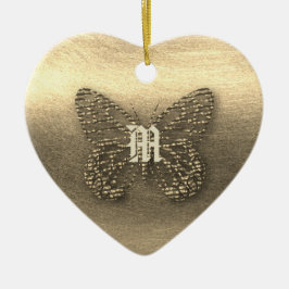Söt Guld Butterfly Add Monogram Ornament