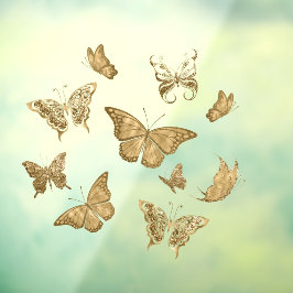 Söt Guld Butterfly Clear Window Cling