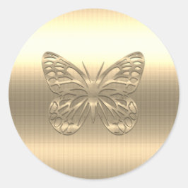 Söt Guld Butterfly Runt Klistermärke