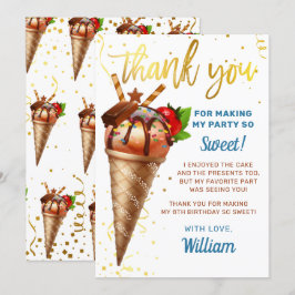 Söt Guld Chocolate Ice Cream Birthday Tack Kort