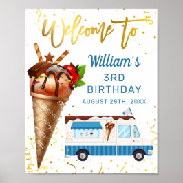 Söt Guld Chocolate Ice Cream Birthday Välkommen Poster