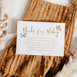 Söt guld fjäril baby shower bok önskan tilläggskort