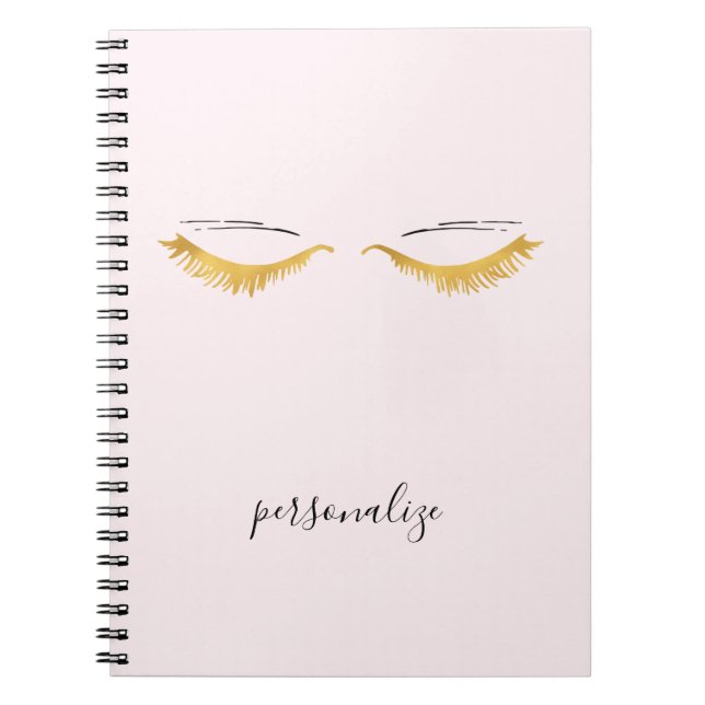 Söt Guld Glam Eyelash Anteckningsbok (Framsidan)