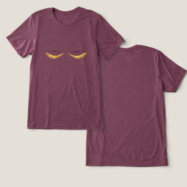Söt Guld Glam Eyelash T Shirt (Design fram och bak)