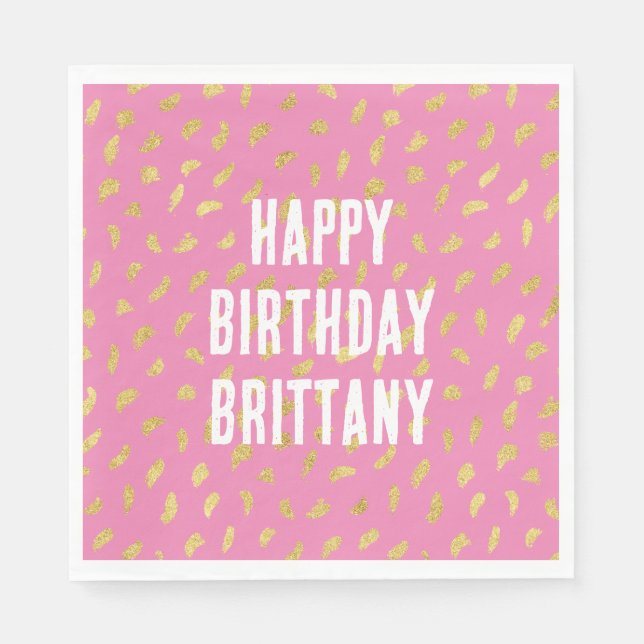 Söt Guld Glam Rosa Abstrakt  Pappersservett (Framsidan)