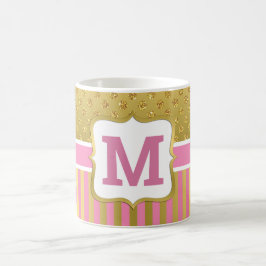 Söt Guld Glitter-punkter och Rosa Rand Kaffemugg