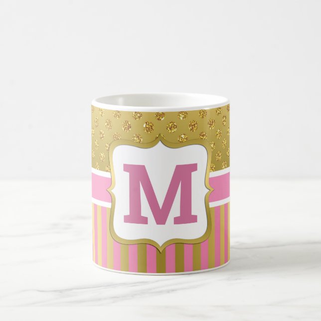 Söt Guld Glitter-punkter och Rosa Rand Kaffemugg (Center)