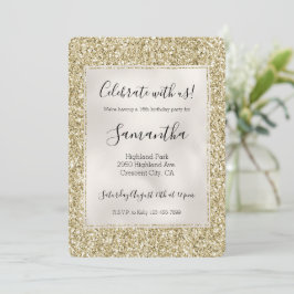 Söt Guld Glitzy Glitter Inbjudningar
