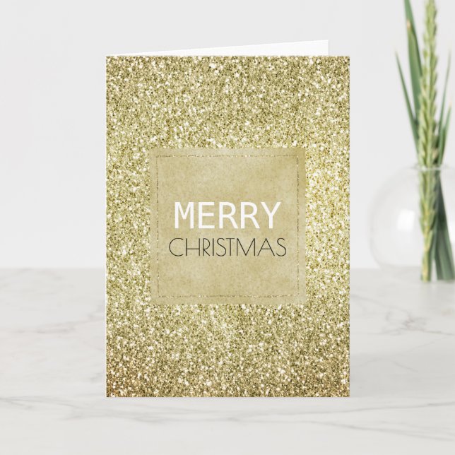 Söt Guld Glitzy Glitter jul Kort (Framsida)