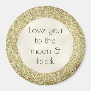Söt Guld Glitzy Glitter Kärlek Magnet
