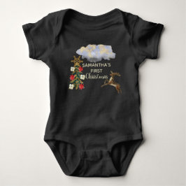 Söt Guld Grön Träd Hjort Moln Bebis 1 Jul T Shirt