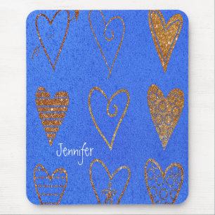 Söt Guld Hearts Anpassningsbar Mouse Pad Musmatta